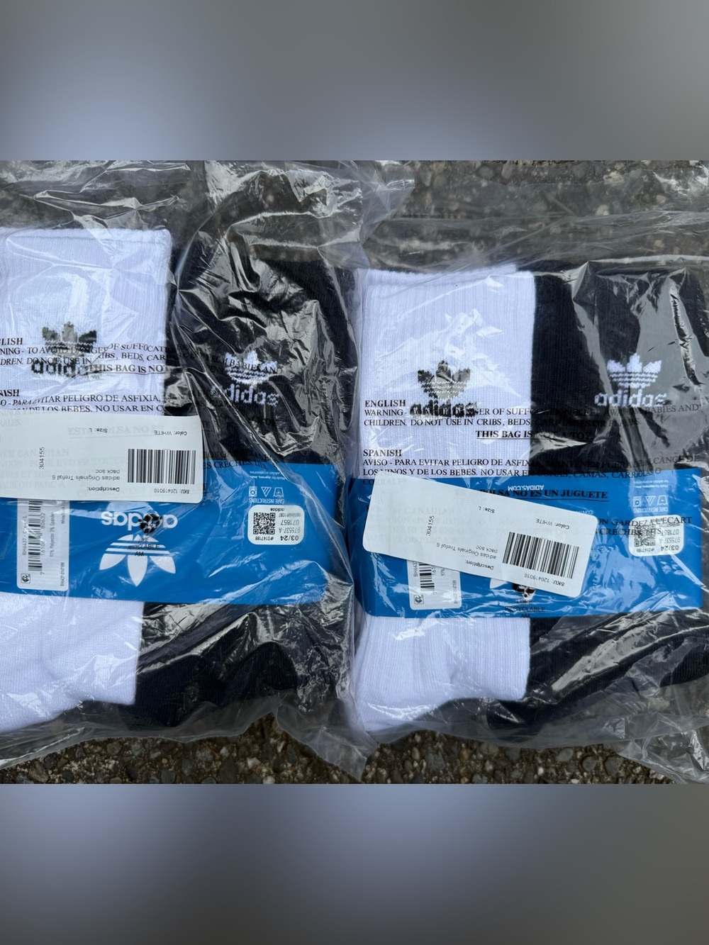 Adidas Men's Crew Socks - Black & White, 2 6-Packs